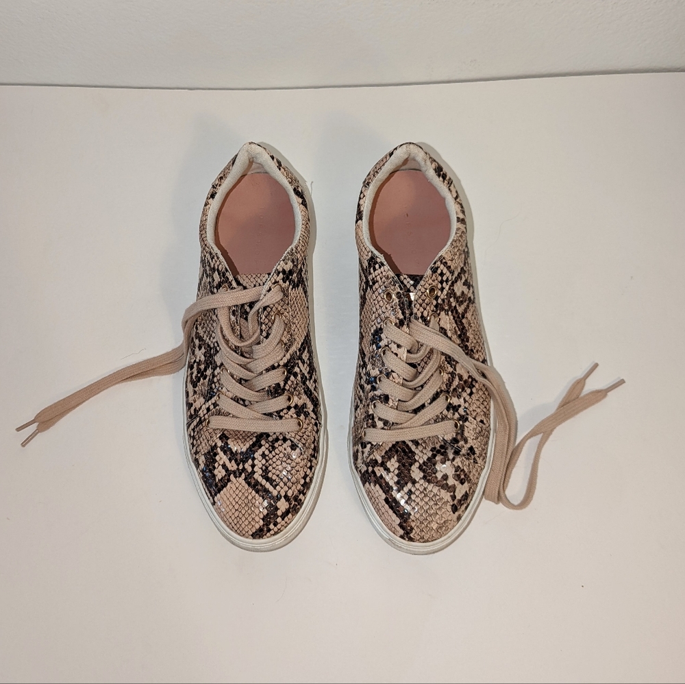 Topshop Faux Snake Skin Sneakers Pink Tan